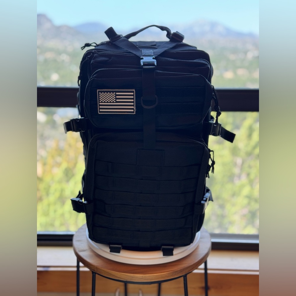 Obsidian Black Tactical Backpack MOLLE modular design